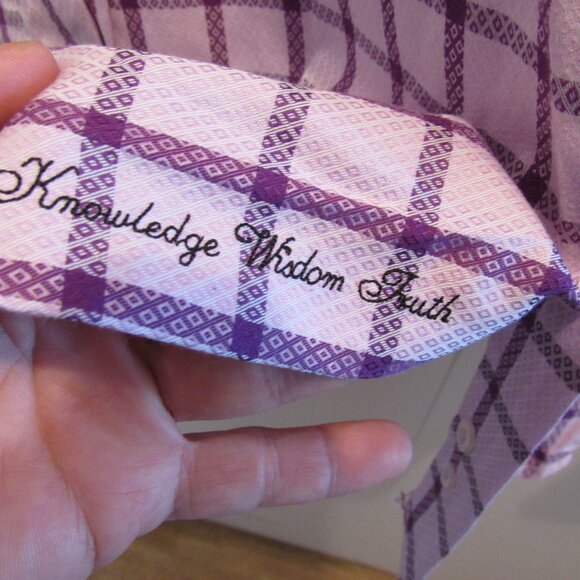 Robert Graham Shirt Purple Checks Diamond Shell Flip Cuffs Medium Never Worn EUC - Picture 10 of 13